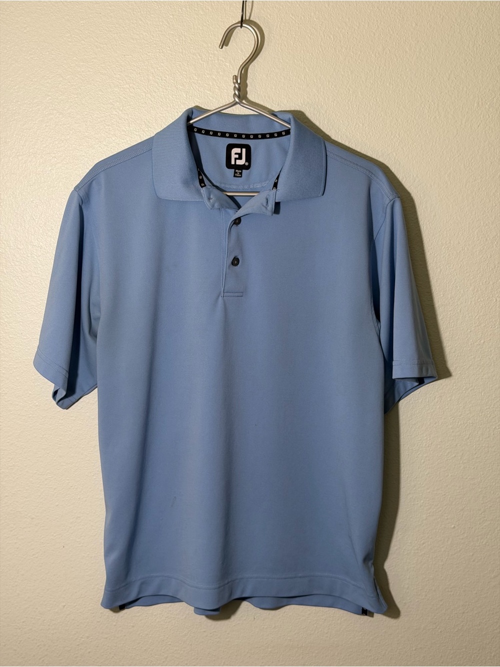 FootJoy Men's Medium Polo Shirt Light Blue Golf Performance Stretch